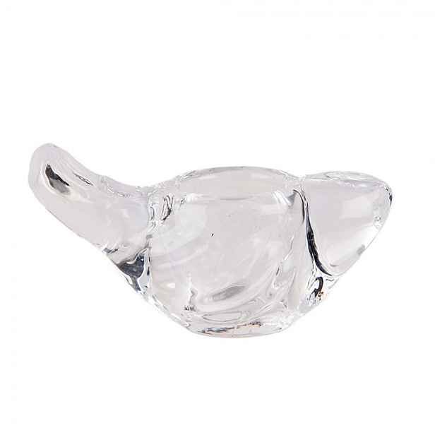Transparentní skleněný svícen na úzkou svíčku ve tvaru ptáčka - 8*4*5 cm Clayre & Eef