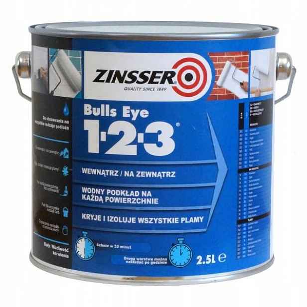 Univerzální podkladová akrylová barva na stěny Zinsser Bulls Eye 1-2-3 2,5L
