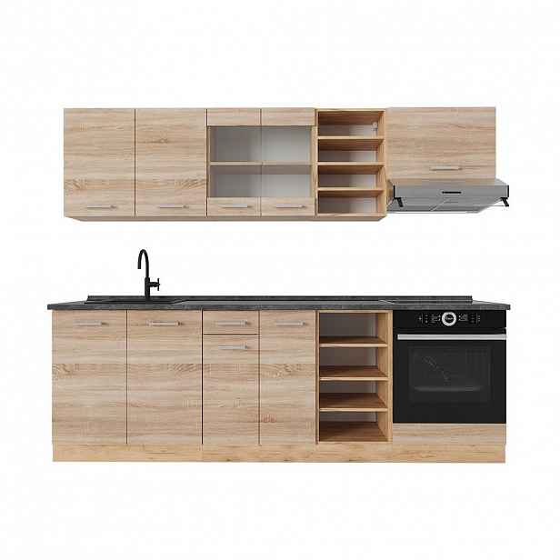 Vicco KUCHYŇSKÝ KOUT R-Line Dub Sonoma/Goldkraft 240 cm , PD Antracit
