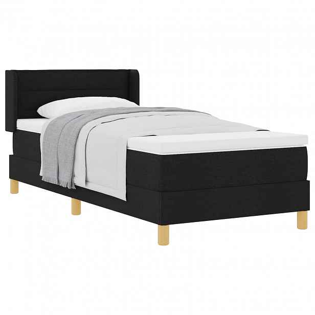 vidaXL Postel s boxspringem s matrací s čelo Černý 190 x 90 cm textil