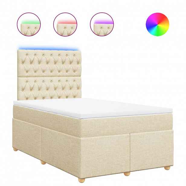 vidaXL Box spring postel s matrací krémová 120x200 cm textil