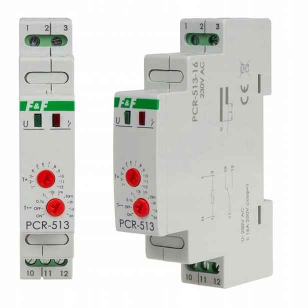 Časové relé 230V Ac 16A na lištu TH35 PCR-513-16 F&f