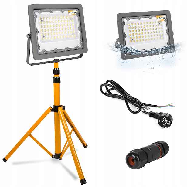 Halogen Led Stativ Stavební reflektor 100W 10000lm Kabel nátrubek