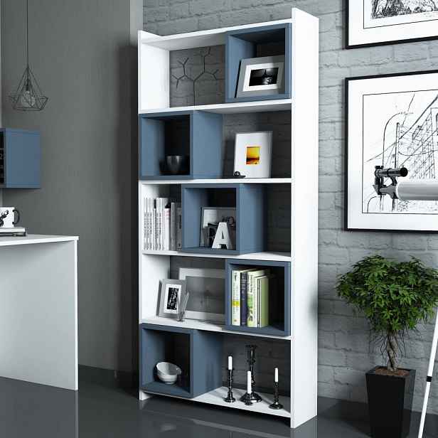 Knihovna Box - White, Blue