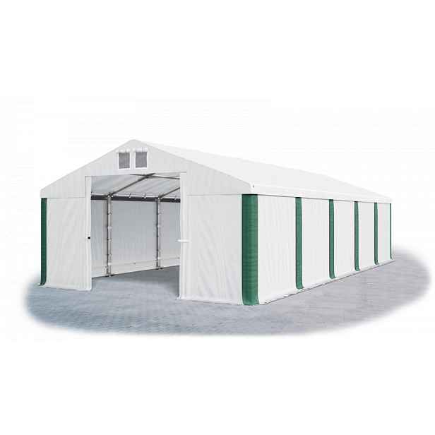 Skladový stan 5x10x2,5m střecha PVC 560g/m2 boky PVC 500g/m2 konstrukce ZIMA PLUS Bílá Bílá Zelená