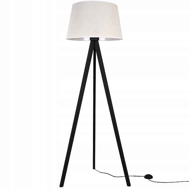 Stojací Lampa Trojnožková S Stínítkem Do Ložnice Obývacího Pokoje, Černá, Dřevo