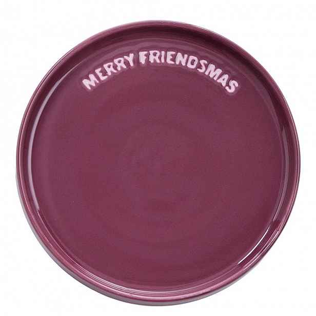 Butlers GOOD VIBES Talíř "Merry Friendsmas" 15 cm - bordó