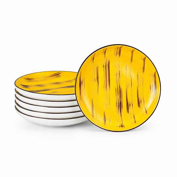 Jídelní talíř mělký porcelánový žlutý kulatý Wilmax 23 cm 6 kusů