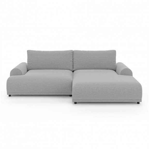 luma-home ROHOVÁ POHOVKA s funkcí rozkládání, úložný prostor, extra široký otoman vpravo, zaoblené područky, Š240/H145/V81 cm, světle šedá ženilka / 2