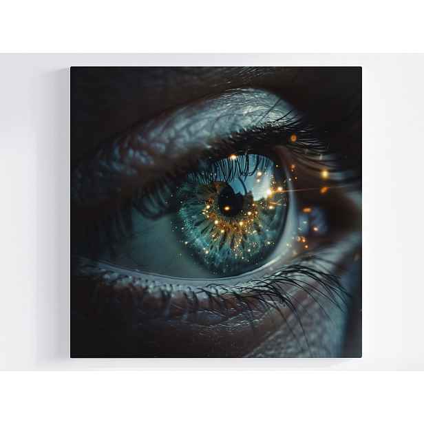 Obraz Na Plátně Obraz Na Plátně Fotografie Makro Oko Hvězdy Vesmír Zlato 50x50
