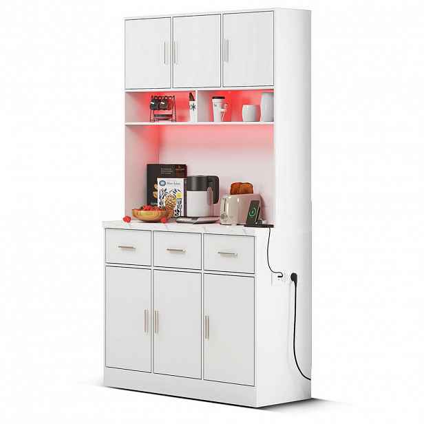 Redom BUFFET 100/40/180 cm s LED osvětlením, APP ovládáním, zásuvkami a USB porty, bílý