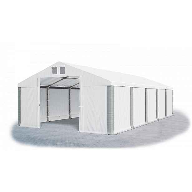 Skladový stan 5x10x2,5m střecha PVC 560g/m2 boky PVC 500g/m2 konstrukce ZIMA PLUS Bílá Bílá Šedá
