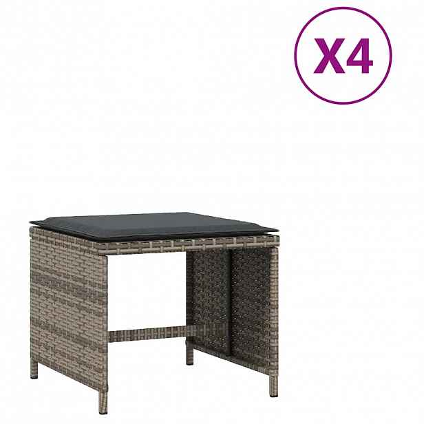 vidaXL Zahradní stoličky s poduškami 4 ks šedé 41x41x36 cm polyratan