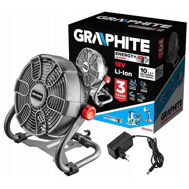 Akumulátorový a síťový ventilátor Energy+ 18V Graphite