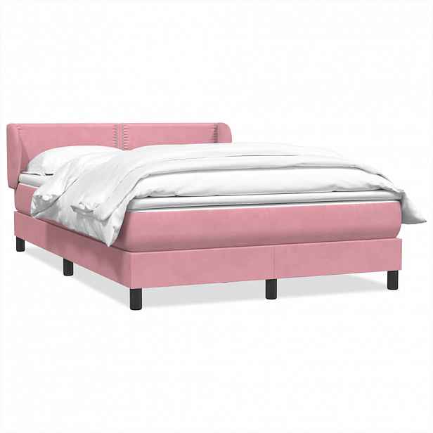 vidaXL Box spring postel s matrací růžová 160x210 cm samet