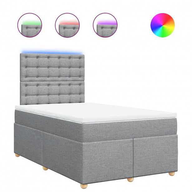 vidaXL Box spring postel s matrací světle šedá 120 x 200 cm textil