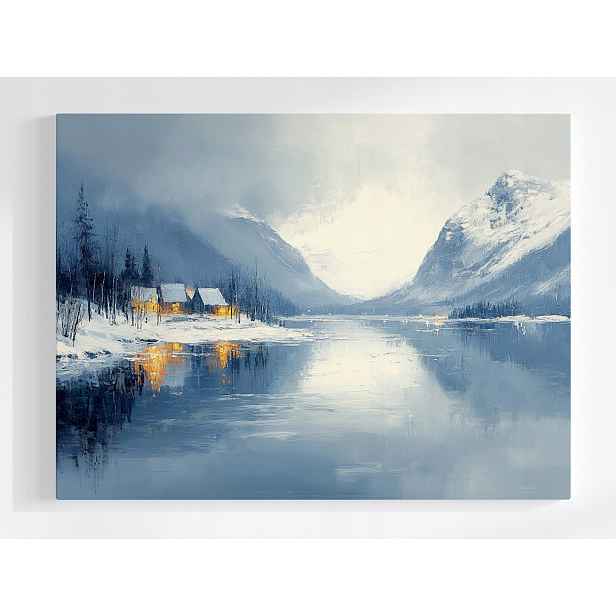 Plakát Skandinávie Norsko Hory Fiorda Zima Sníh 100x75