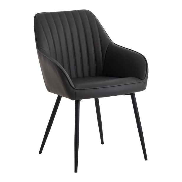 Tmavě šedá čalouněná jídelní křesla v sadě 2 ks s područkami Nolan Stripe – Unique Furniture