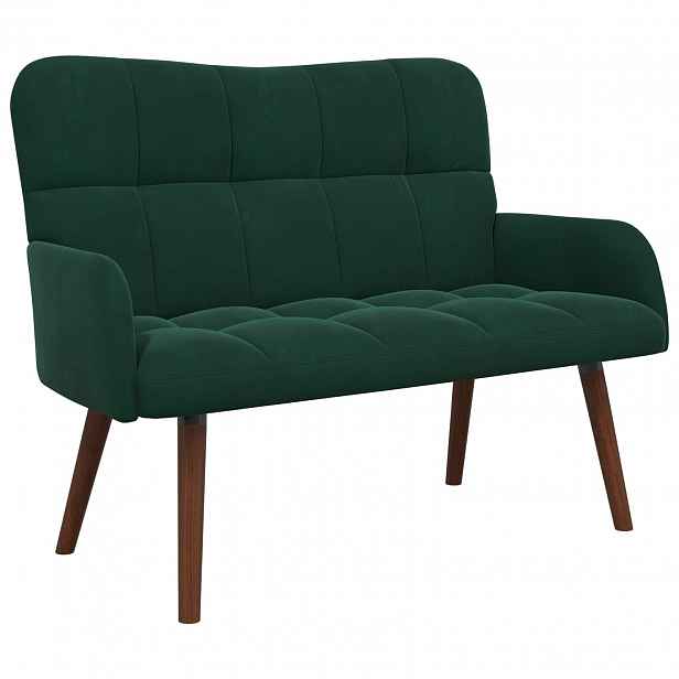 vidaXL Sofa pro dvě osoby Tmavě zelená 115 x 61 x 87 cm Samet