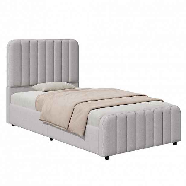 CHICFURN ČALOUNĚNÁ POSTEL 90/200 cm v šedé barvě s úložným prostorem a roštem
