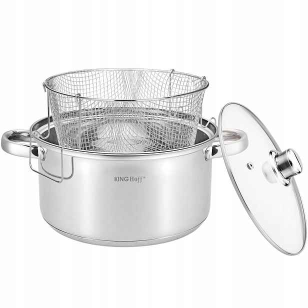 Hrnec s víkem a fritovacím košem, sada 5,5 l, 24 cm Kinghoff