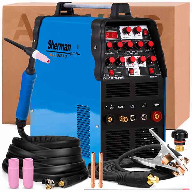Invertorová Svářečka Sherman Tig 210 Ac DC Pulse 230V 200A Hf Mma 2T/4T