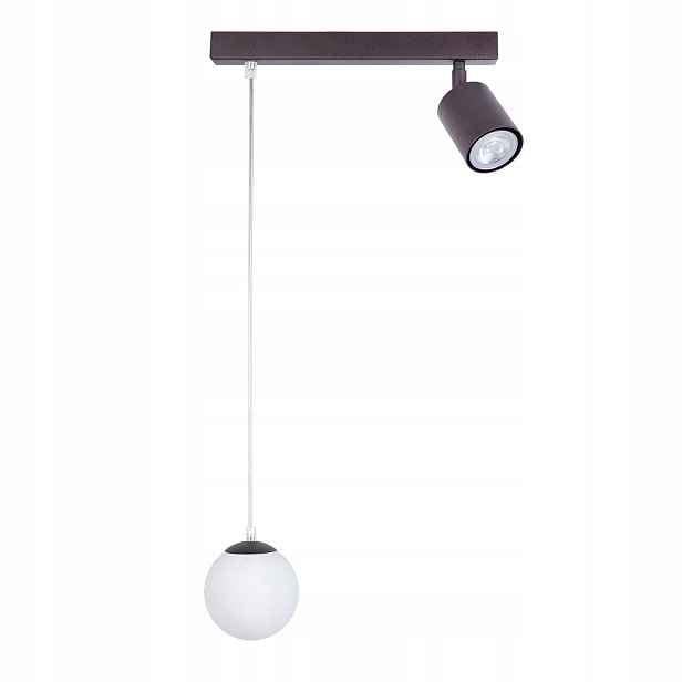 Závěsná lampa hnědá skleněná bílá koule s reflektorem do jídelny 2pk Sigma