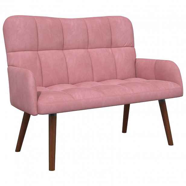 vidaXL Sofa pro dvě osoby Růžová 115 x 61 x 87 cm Samet