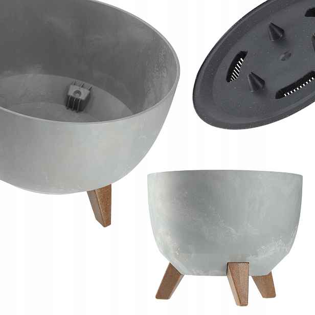Květináč Obal Na Květináč 40 cm Vložka Nohy Korek Květinový Šedý