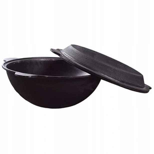Litinový kotlík s víkem a pánví Grill Wok 12L