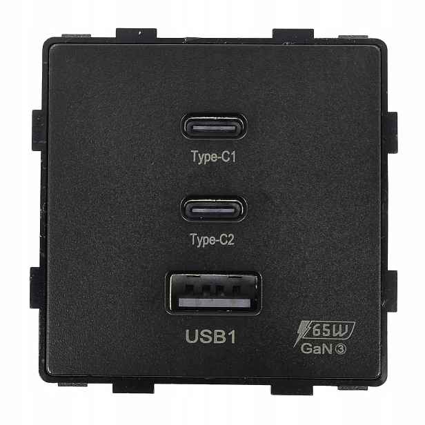 Modul Rychlá Nabíječka Usb A 2xC 65W DC Smart Home Vložka Do Rámečků Černá