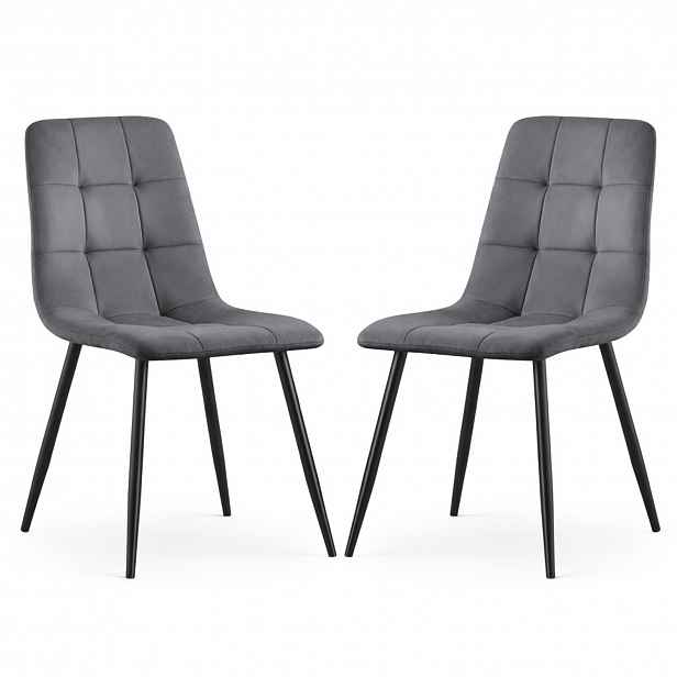 Set 2 ks čalouněných židlí NERO - šedá