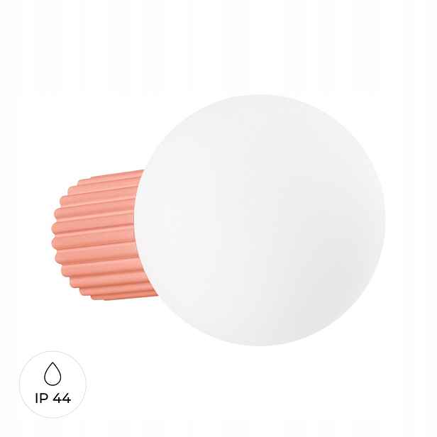 Sollux Nástěnná lampa broskvová ryhovaná skleněná bílá koule 12 cm IP44