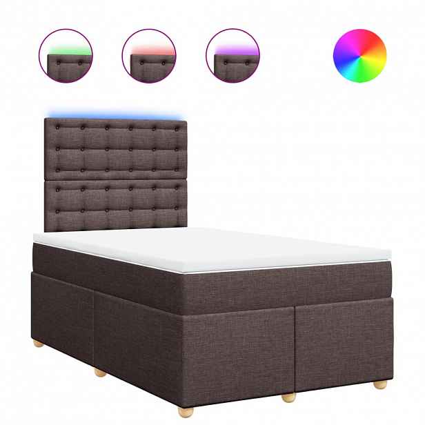 vidaXL Box spring postel s matrací tmavě hnědá 120x200 cm textil