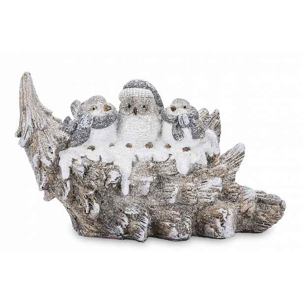 Dekorativní Figurka Artpol Ptáčci na větvi Zimní 27x17 cm z plastu