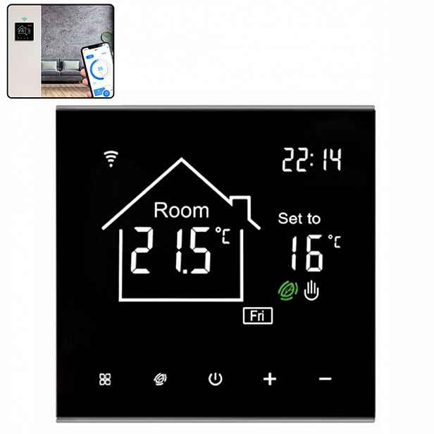 Termostat Pro Podlahové Vytápění, Topné Rohože Wifi LCD 16A Smart