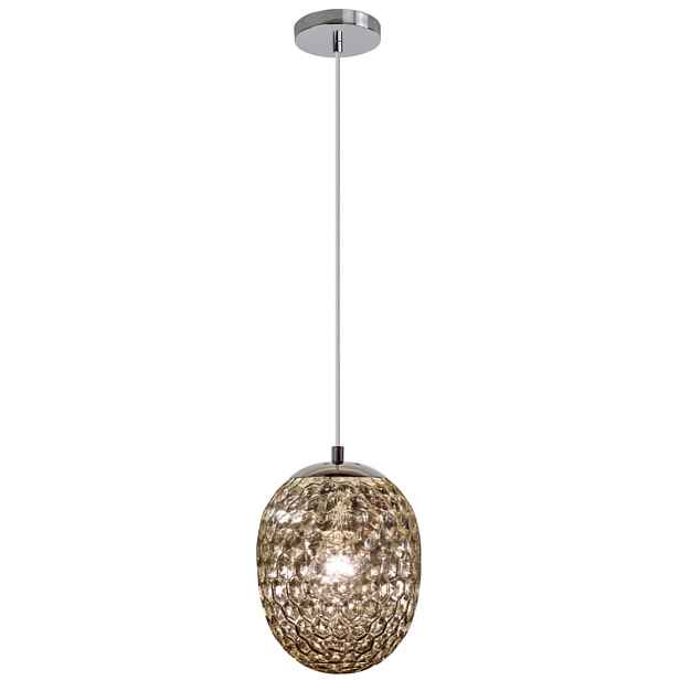 Závěsná lampa chromovaná skleněná s kouřovým stínítkem ve vzoru do obývacího pokoje nad stůl Polux