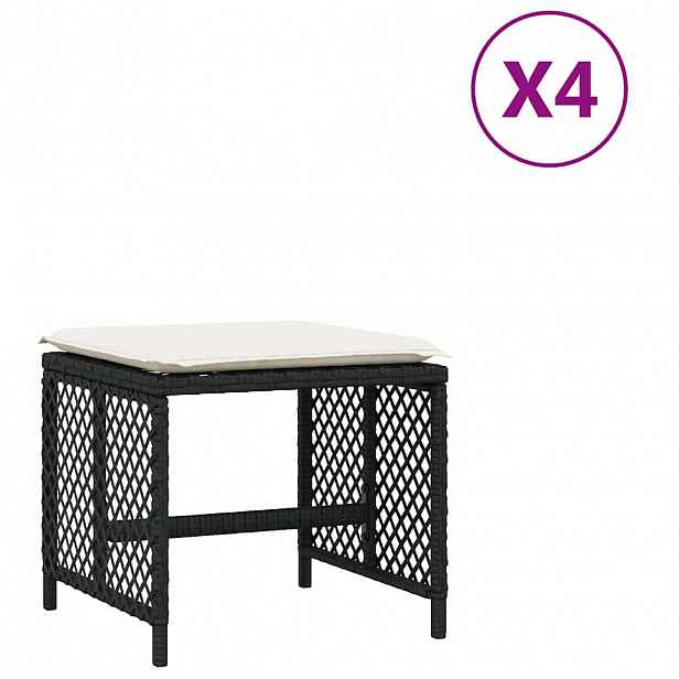 vidaXL Zahradní stoličky s poduškami 4 ks černé 41x41x36 cm polyratan