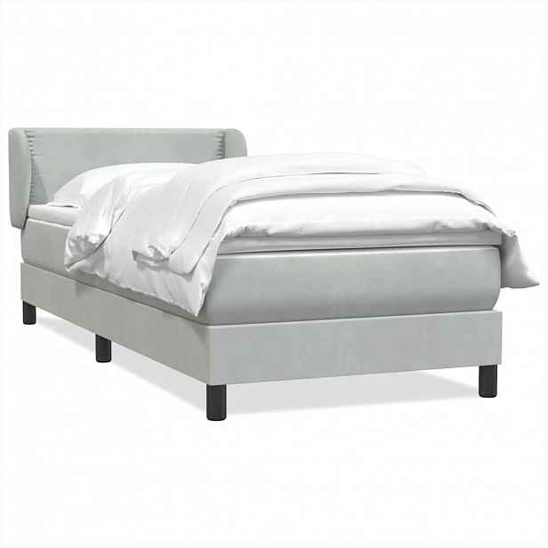 vidaXL Box Spring Postel s matrací Světle šedá 90x220 cm Samet