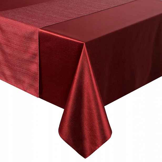 Bordó vánoční ubrus s červeným běhounem, dekorace stolu 140x300