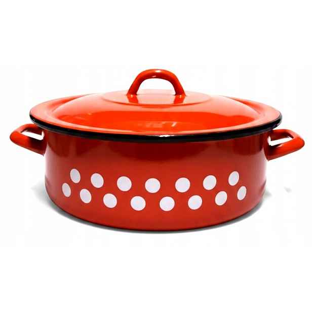 Hrnec Smaltovaný 5,5 l Retro Nízké víko Plyn/indukce Maďarský fi 30 cm