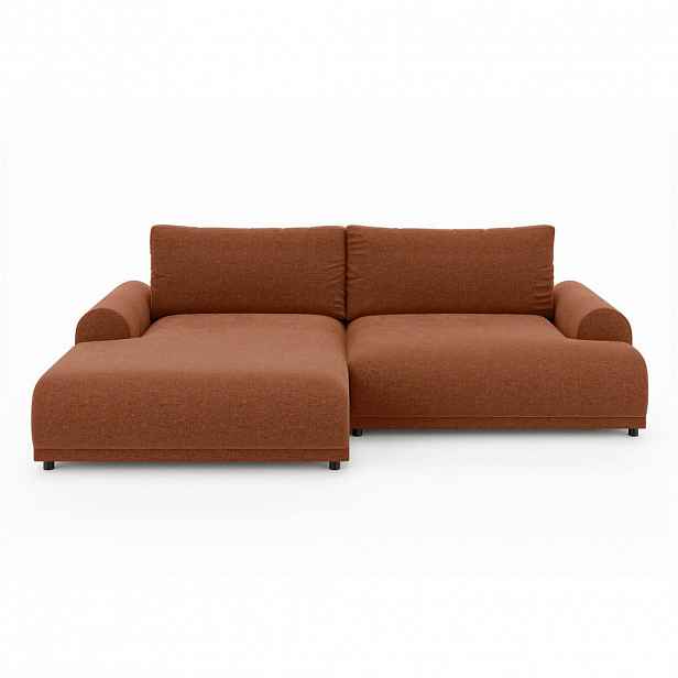 luma-home ROHOVÁ POHOVKA s rozkládací funkcí, úložným prostorem, extra širokým otomanem vlevo, zaoblenými područkami, Š240/H145/V81 cm, ženilka terako
