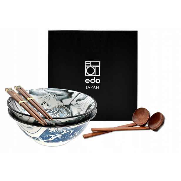 Sada 2 misek s lžícemi a paličkami Ramen Dragon 20,5 cm 1000 ml Box
