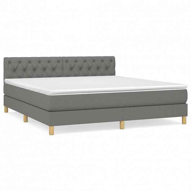 vidaXL Box spring postel s matrací tmavě šedá 160x200 cm textil