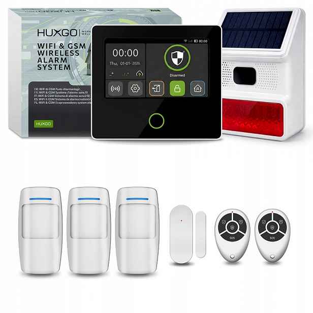 Bezdrátový WiFi Gsm 4G alarm s Tuya, Huxgo HXA502 B venkovní siréna