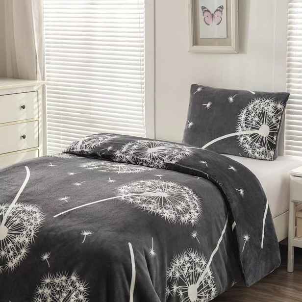 Mikroplyšové povlečení Premium 140x200+70x90 Pampelišky šedé