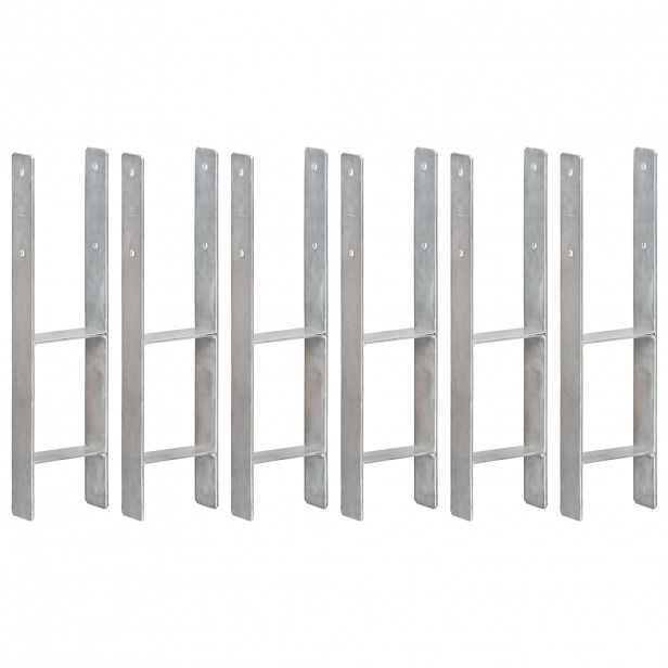 vidaXL Plotové kotvy 6 ks stříbrné 14 x 6 x 60 cm pozinkovaná ocel