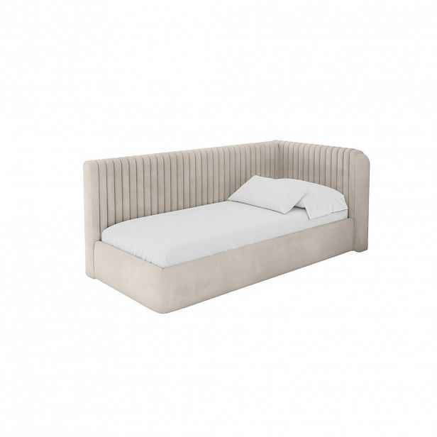 ALTDECOR JEDNOLŮŽKOVÁ POSTEL pro mládež s úložným prostorem, vlevo - AURY 90x200 béžová