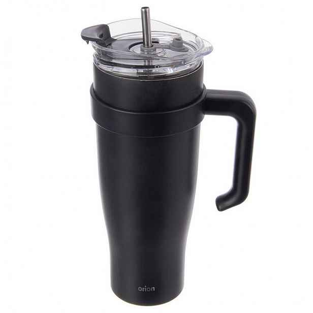 Nerezový termohrnek s brčkem TERMO 1,2 l, černý