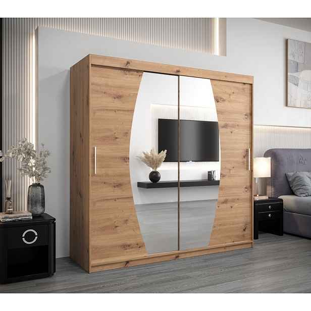 Šatní skříň LILIANA - šířka 200 cm, dub artisan